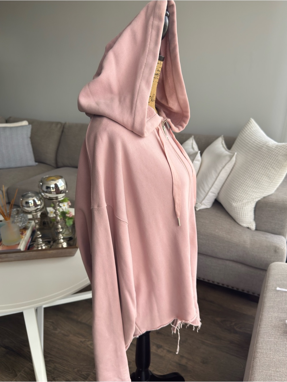 BTS ARMY Women's Dusty Pink Zip Hoodie with Hood and Drawstrings - Picture 8 of 14